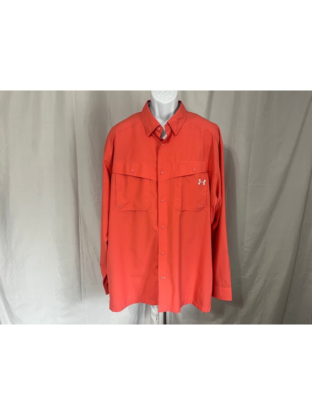 Under Armour Men's Solid Coral Long Sleeve Vented Fishing Shirt 2XL XXL
